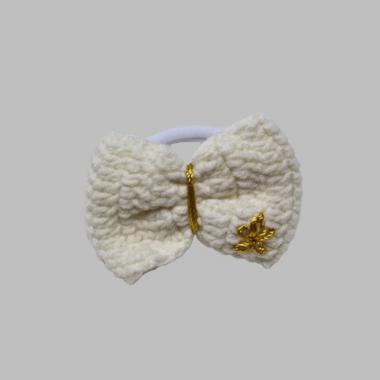 Handmade Crochet Bow Hair Tie or Clip