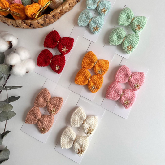 Handmade Crochet Bow Hair Tie or Clip