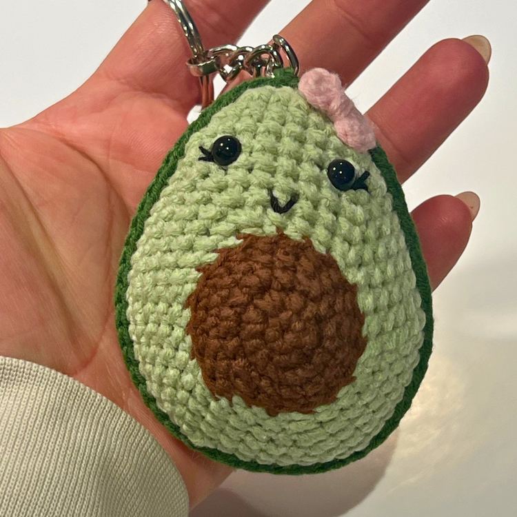 Cute handmade crochet avocado keychain!