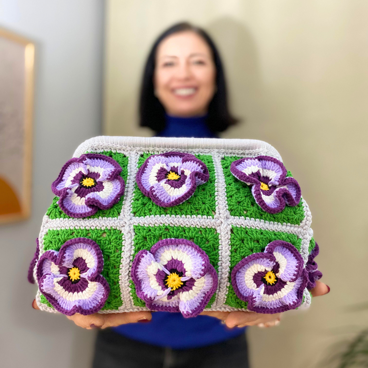 Granny Square Flower Clutch Bag