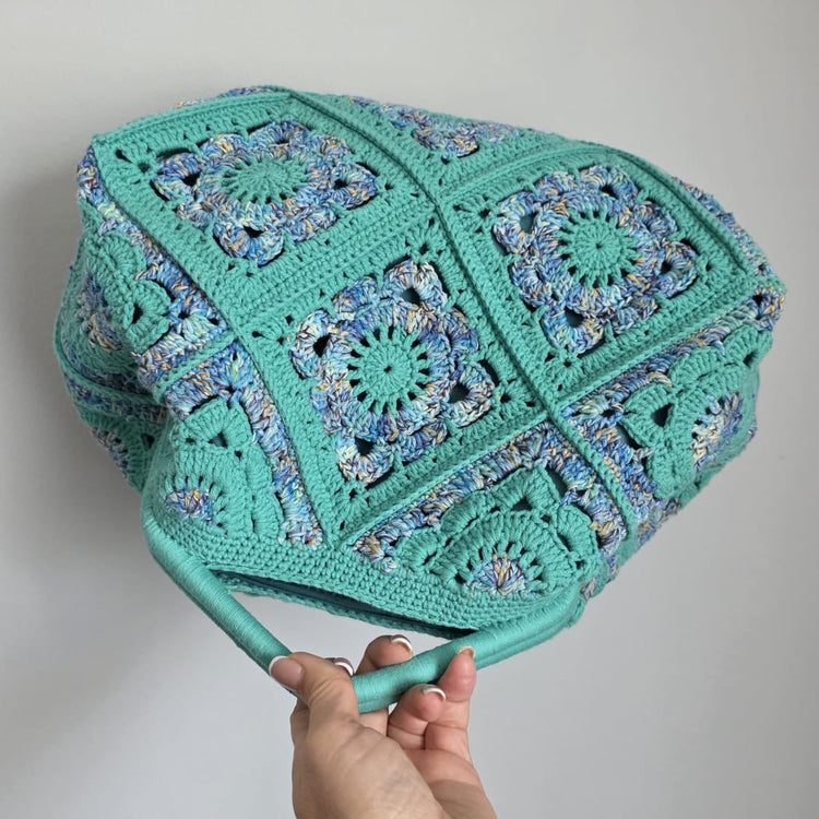 Seafoam Bloom Crochet Handbag