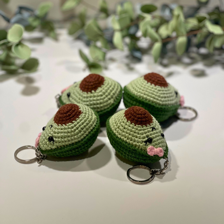 Cute handmade crochet avocado keychain!