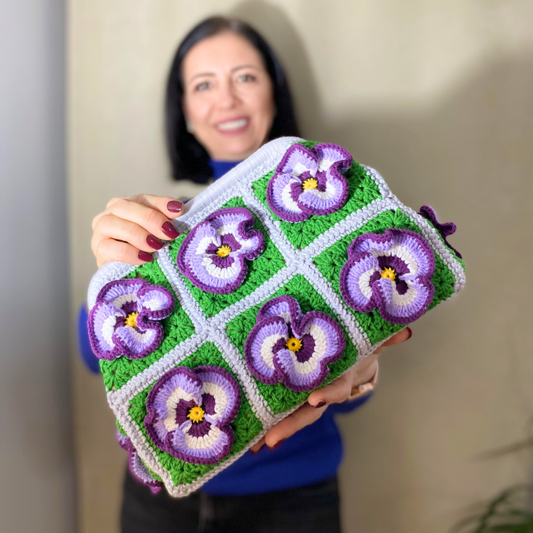 Granny Square Flower Clutch Bag