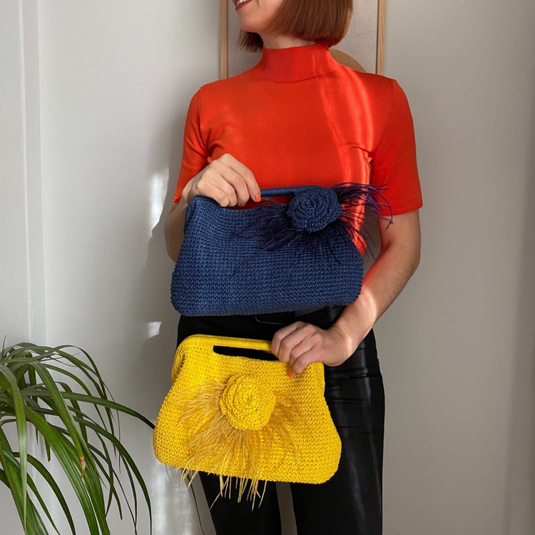 Crochet Clutch added Flower