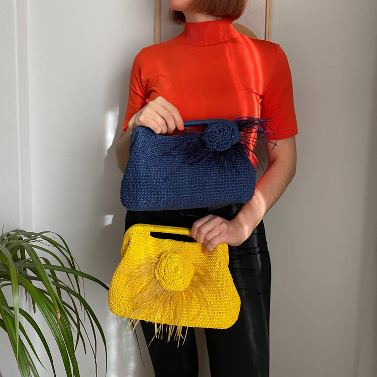 Crochet Clutch added Flower