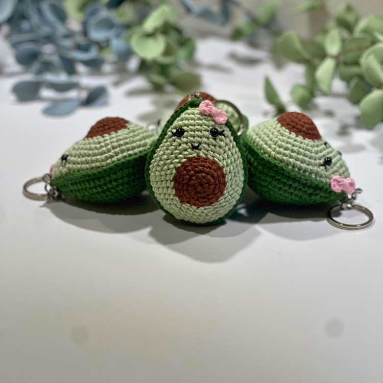 Cute handmade crochet avocado keychain!