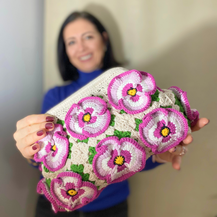 Granny Square Flower Clutch Bag