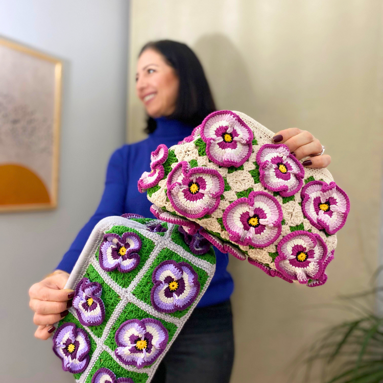 Granny Square Flower Clutch Bag