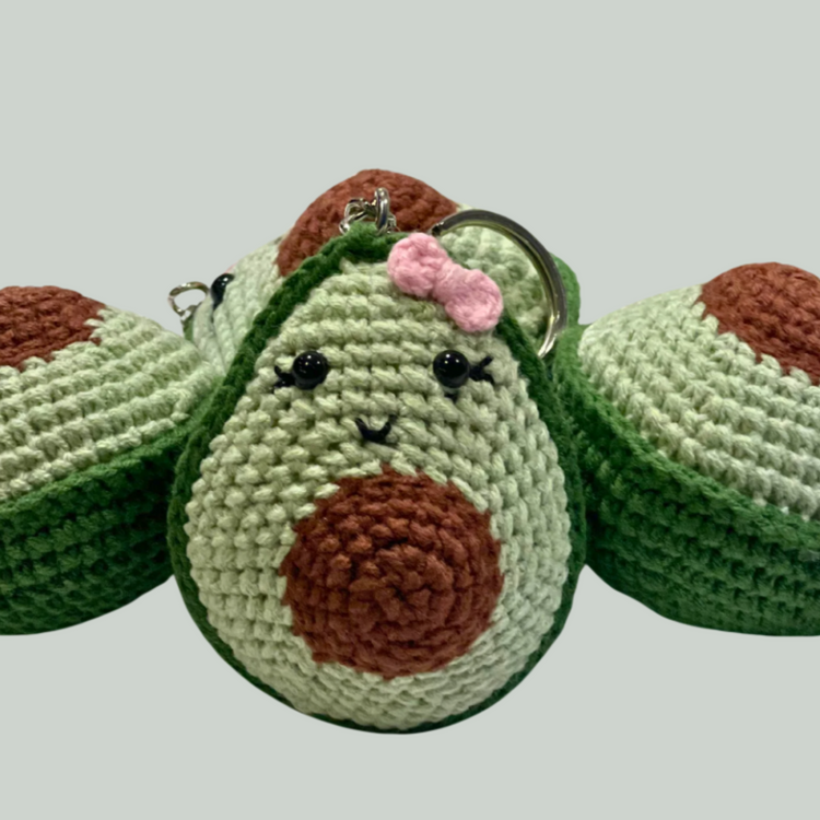 Cute handmade crochet avocado keychain!