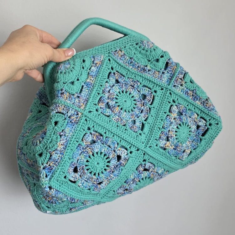 Seafoam Bloom Crochet Handbag