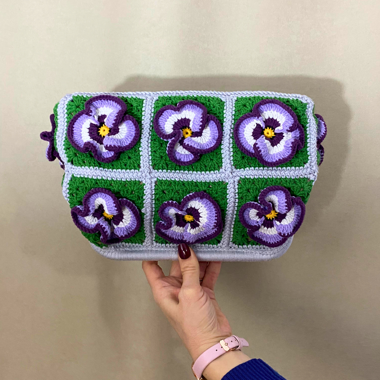 Granny Square Flower Clutch Bag