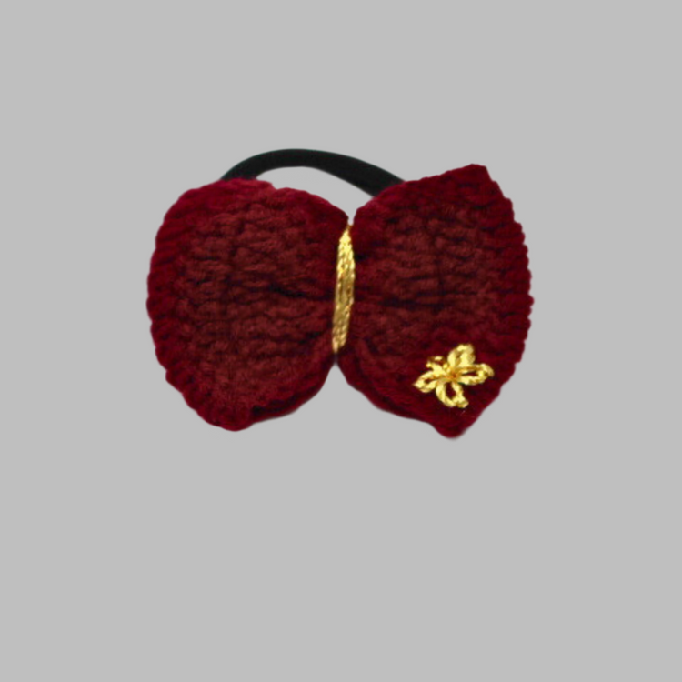 Handmade Crochet Bow Hair Tie or Clip