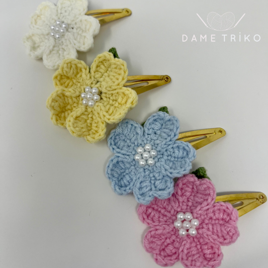 Barrette à cheveux fleur flamant rose