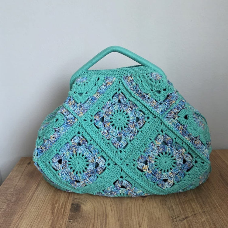 Seafoam Bloom Crochet Handbag