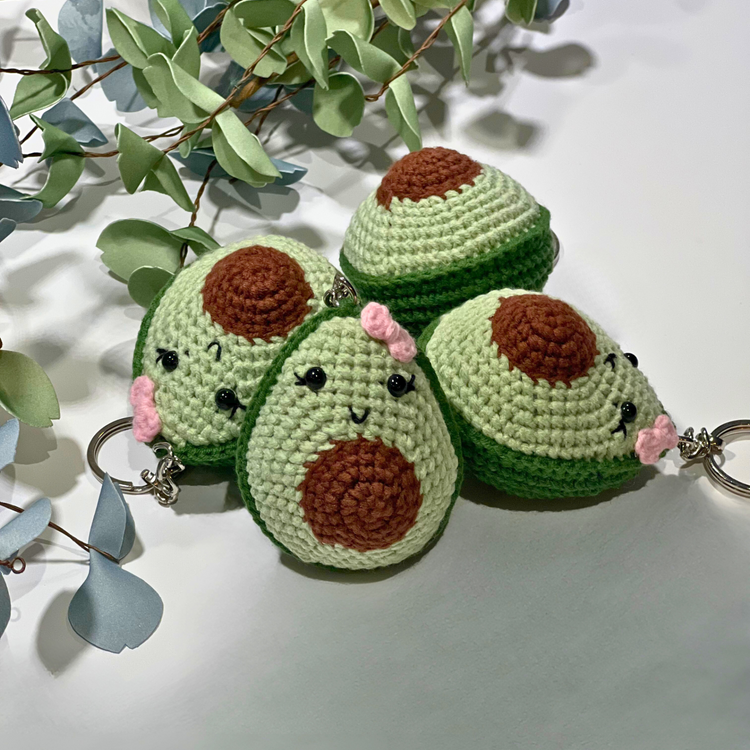 Cute handmade crochet avocado keychain!