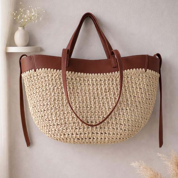 Luxury Raffia Crochet Tote Bag