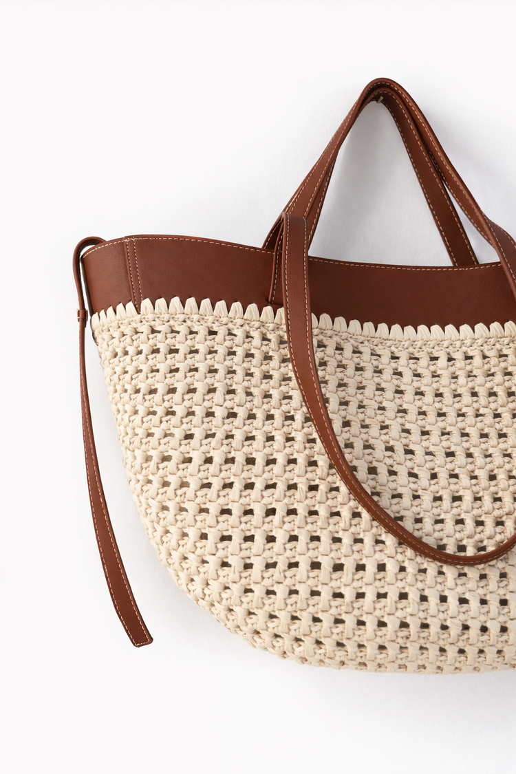Luxury Raffia Crochet Tote Bag