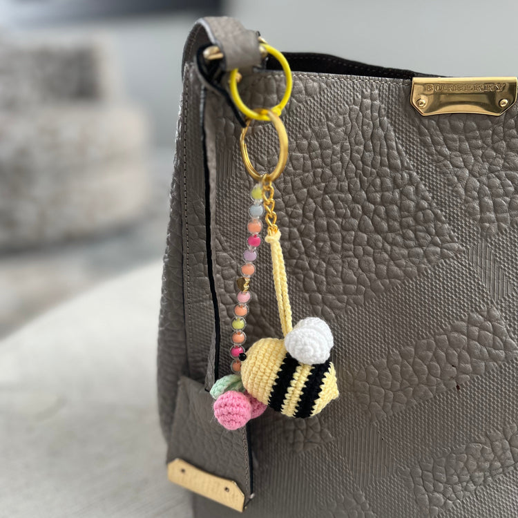Cute Bee Bag Charm with Cherry