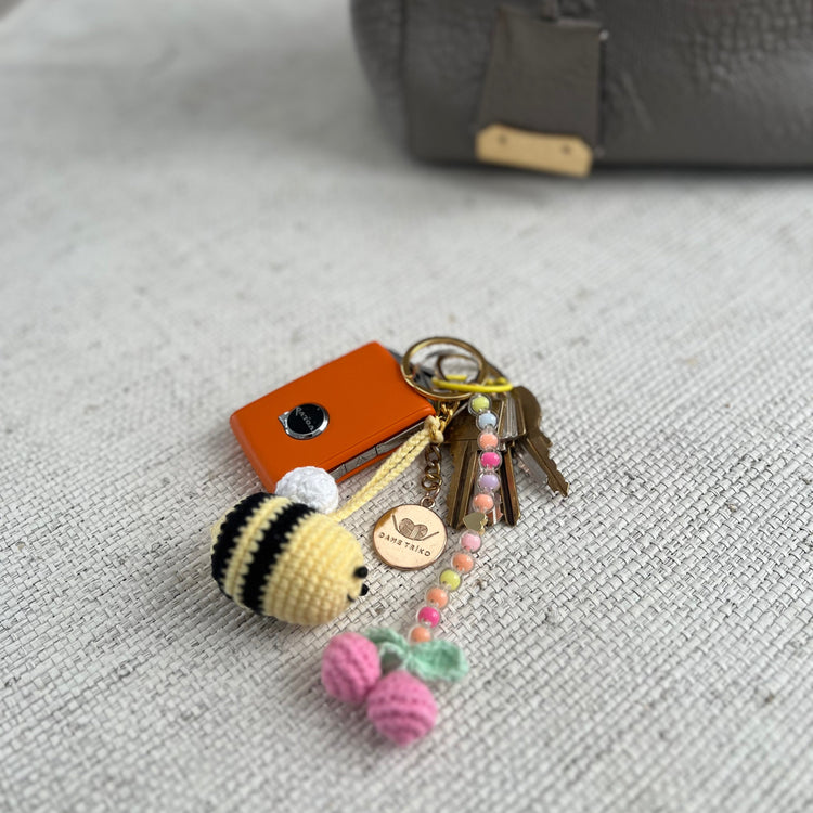 Cute Bee Bag Charm with Cherry