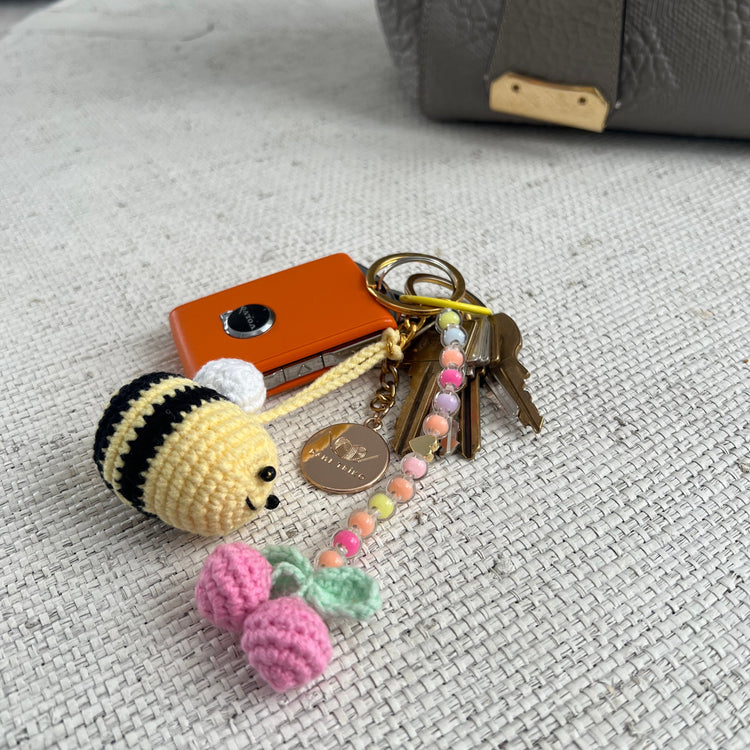 Cute Bee Bag Charm with Cherry
