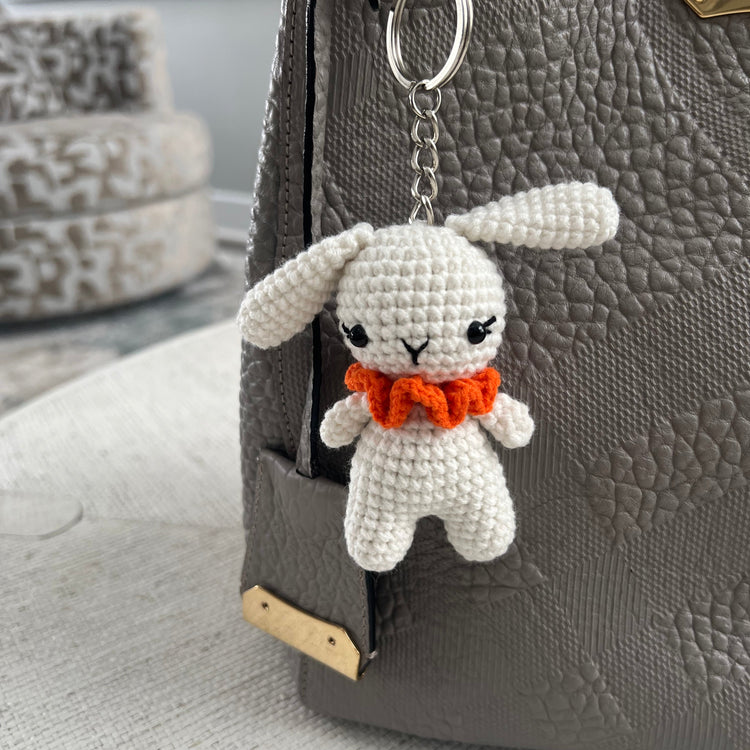 Crocheted bunny keychain