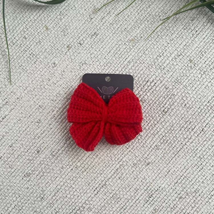 Red Crochet Bow Hair Clip