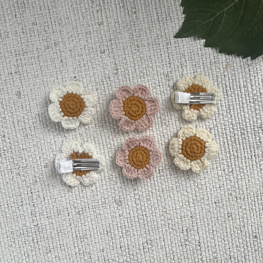 Handmade Crochet Daisy Hair Clips