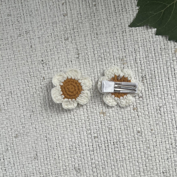 Handmade Crochet Daisy Hair Clips