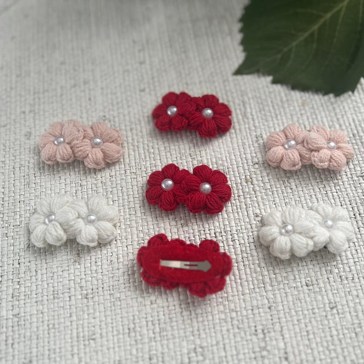 Double Flower Hair Clip with Pearl