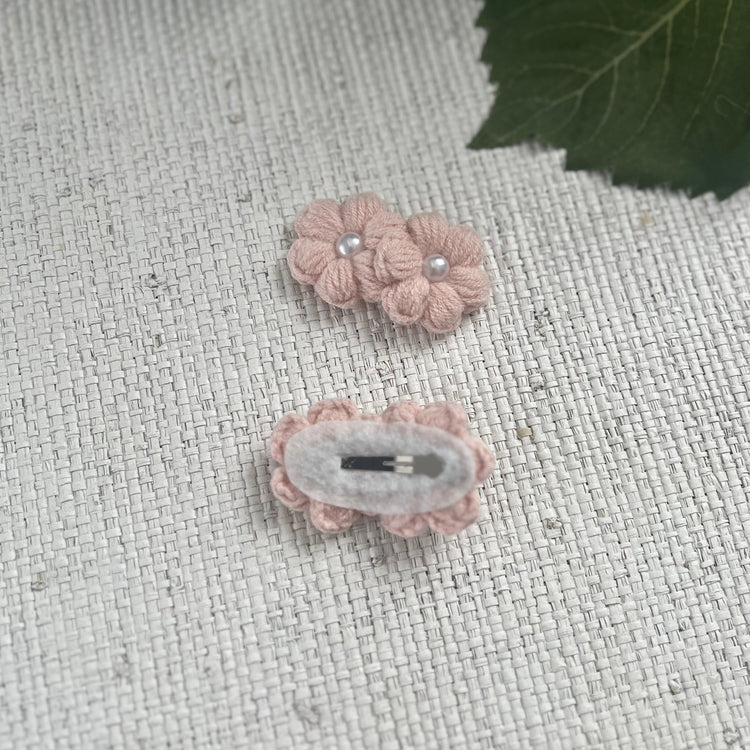 Double Flower Hair Clip with Pearl