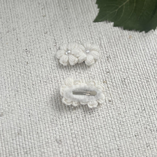 Double Flower Hair Clip with Pearl