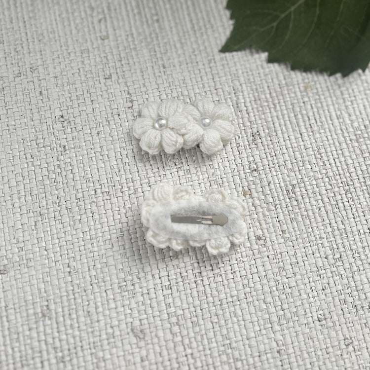 Double Flower Hair Clip with Pearl