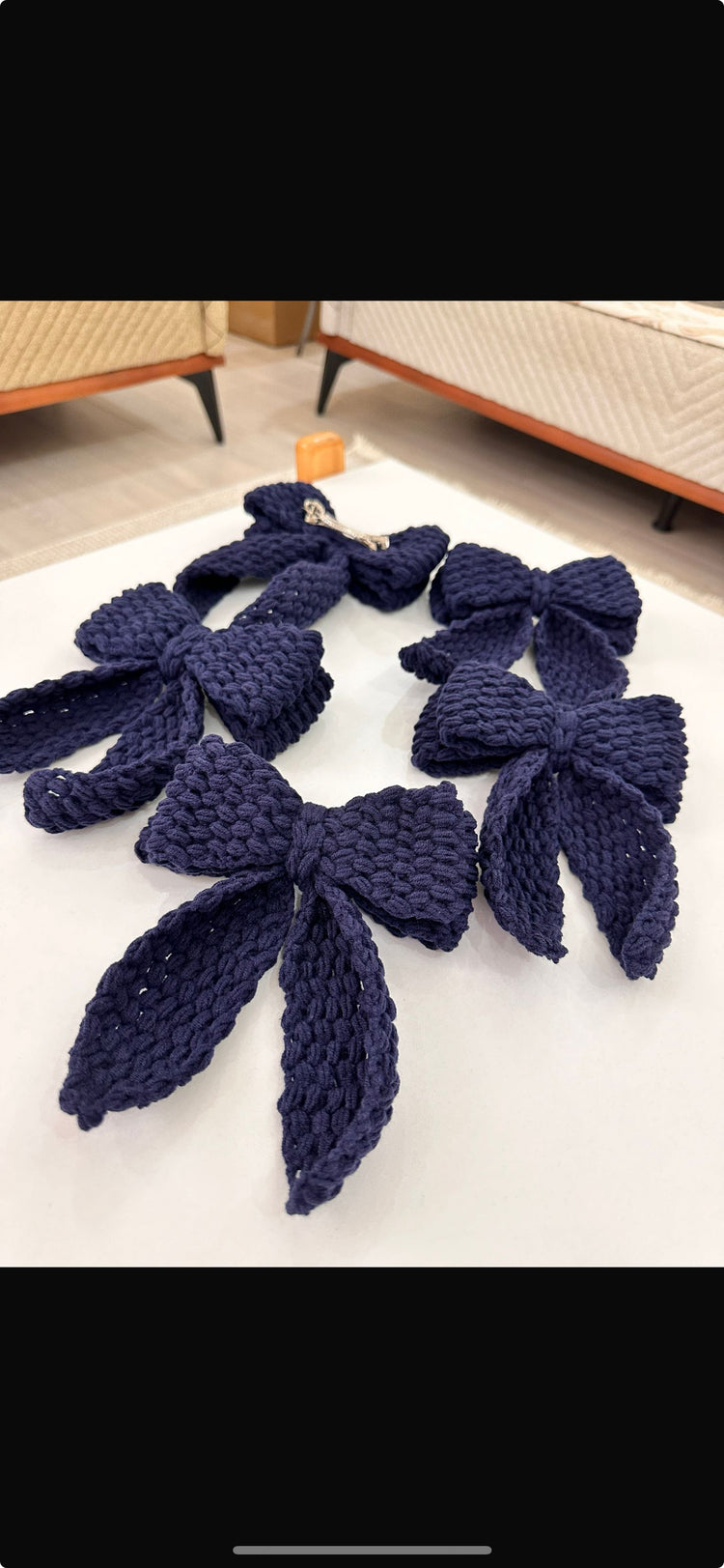 Handmade Crochet Long Bow Clip
