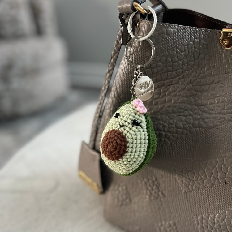Cute handmade crochet avocado keychain!