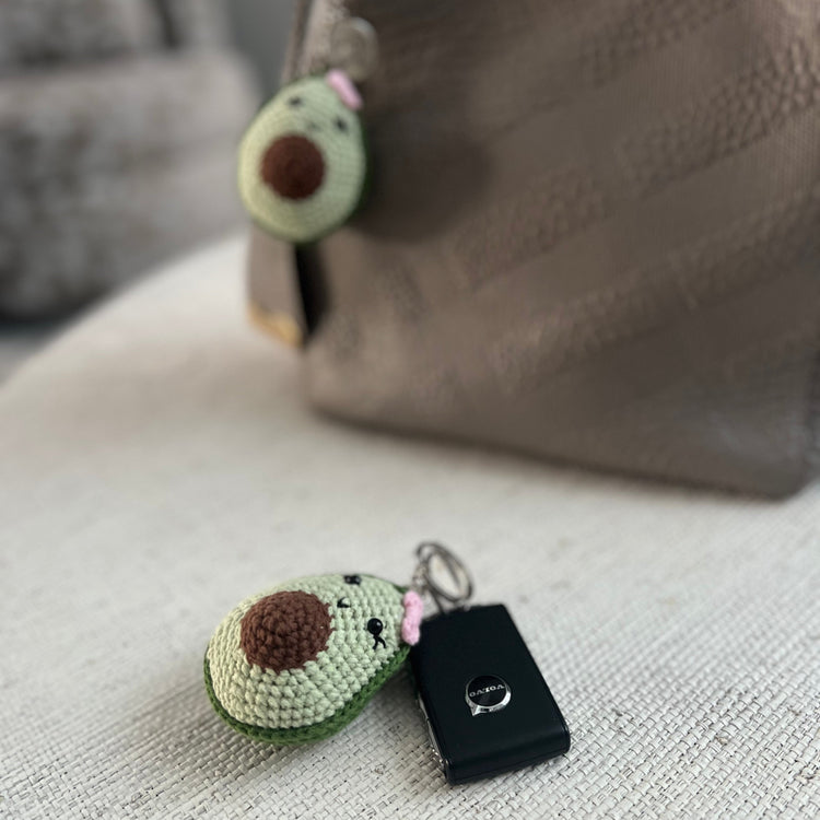 Cute handmade crochet avocado keychain!