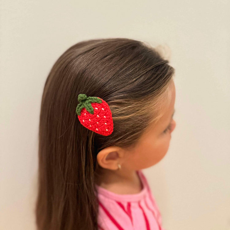 Strawberry Crochet Hair Snap For Kids