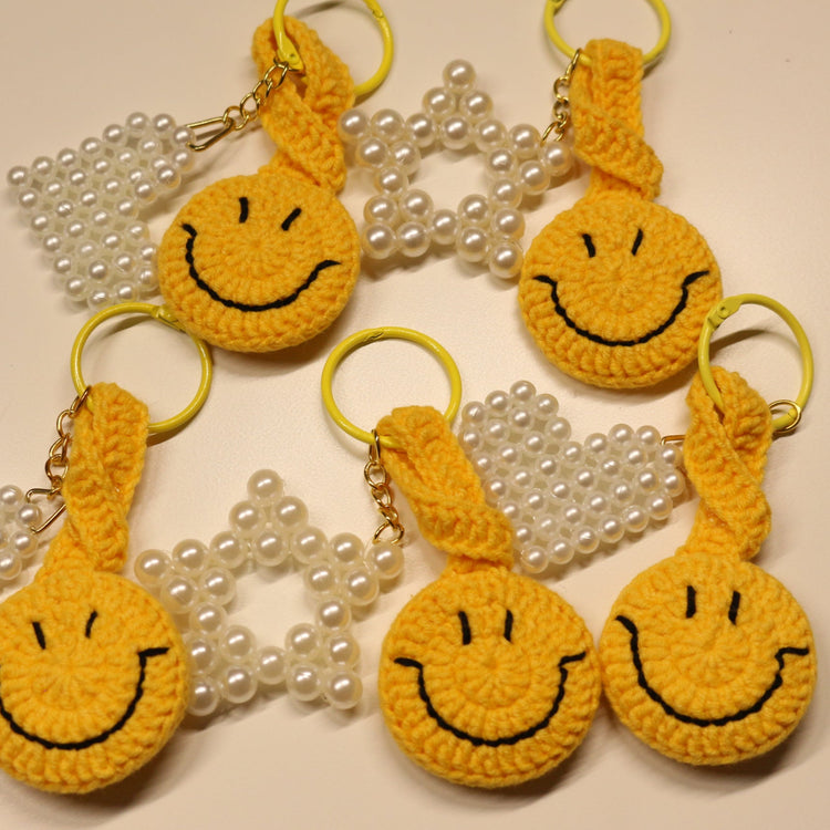 Crochet Smiley Face Keychain