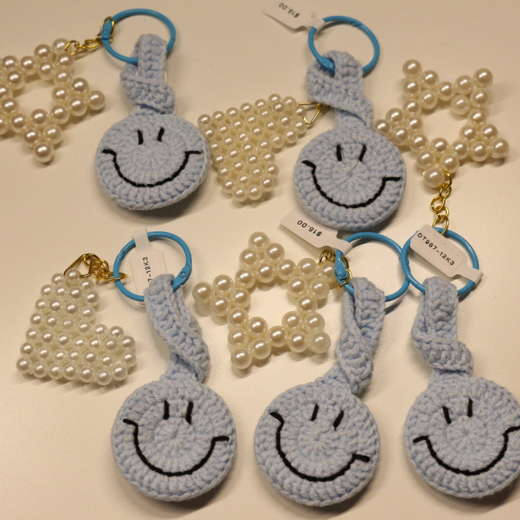 Crochet Smiley Face Keychain