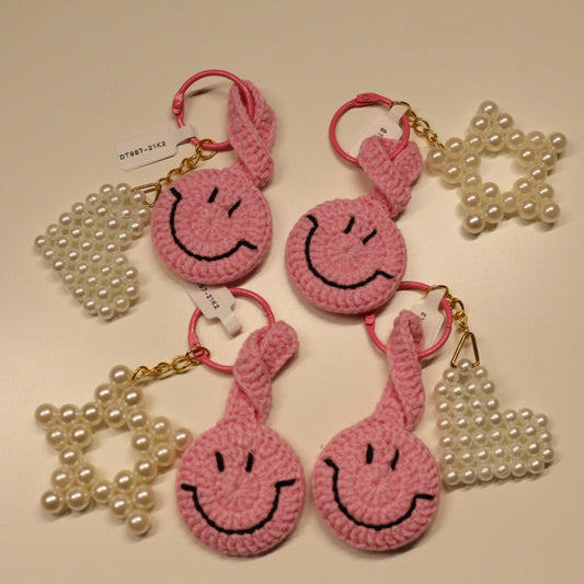 Crochet Smiley Face Keychain