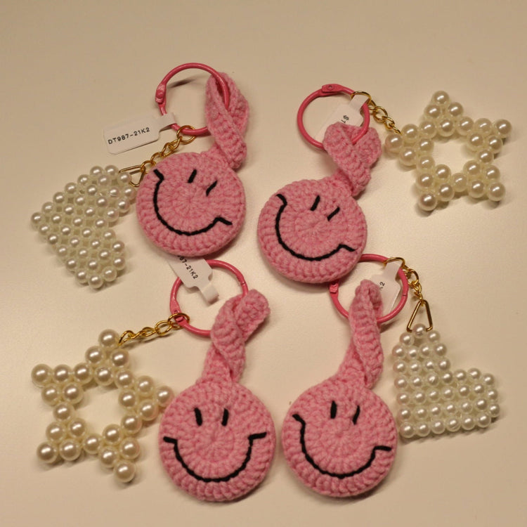 Crochet Smiley Face Keychain