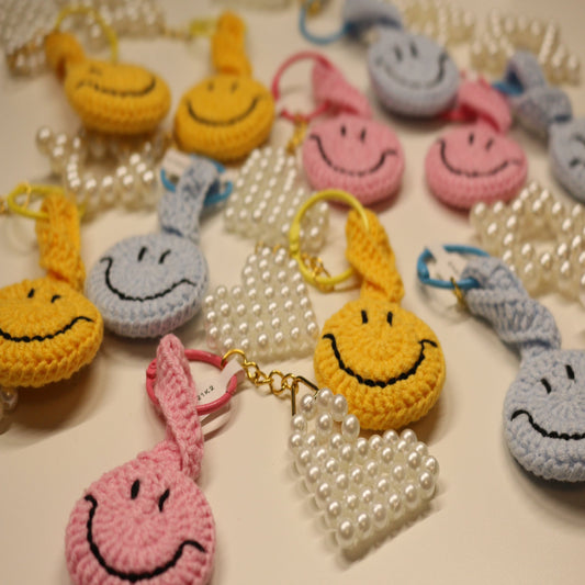 Crochet Smiley Face Keychain