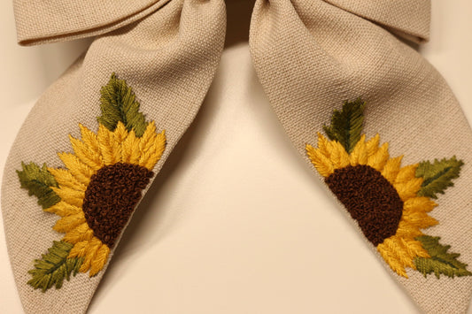 Embroidery Sunflower Bow