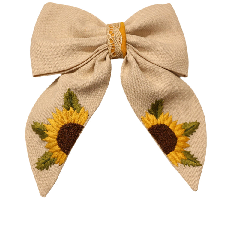Embroidery Sunflower Bow