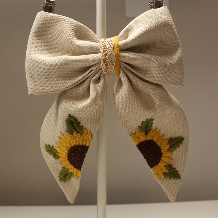 Embroidery Sunflower Bow