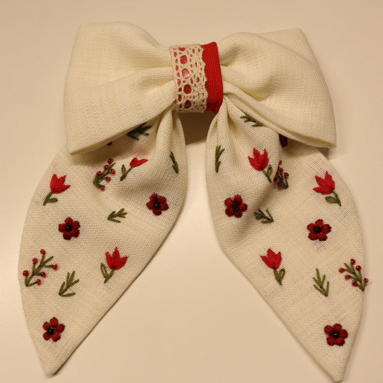 Rosy Lace Hair Bow