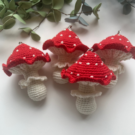 Crochet Mushroom Keychain