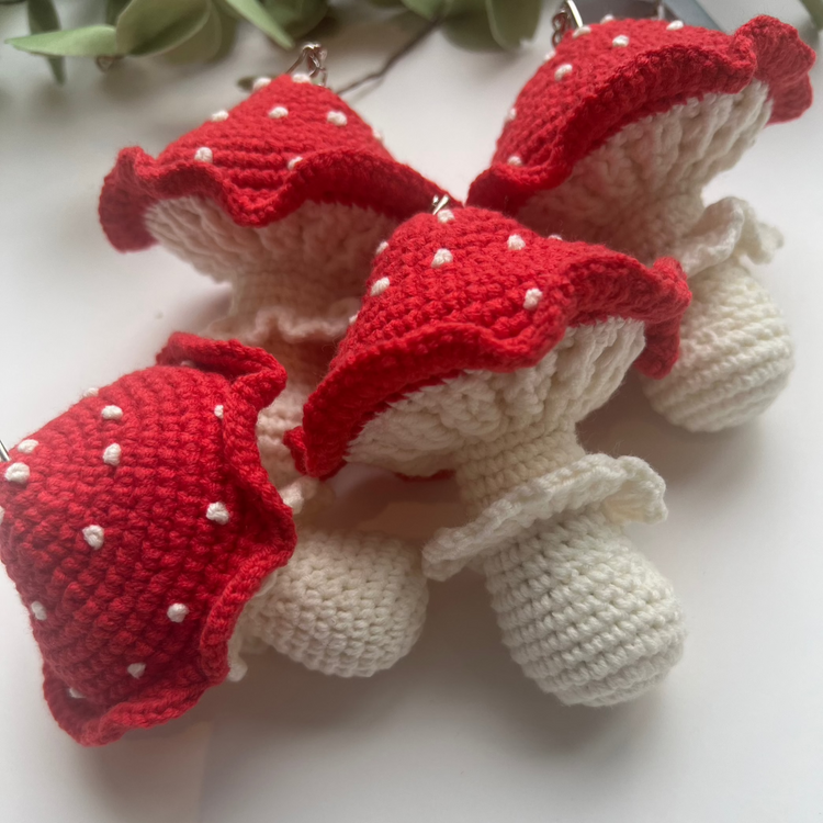 Crochet Mushroom Keychain