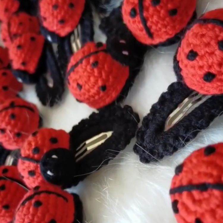 Handmade Crochet Ladybug Hair Clip