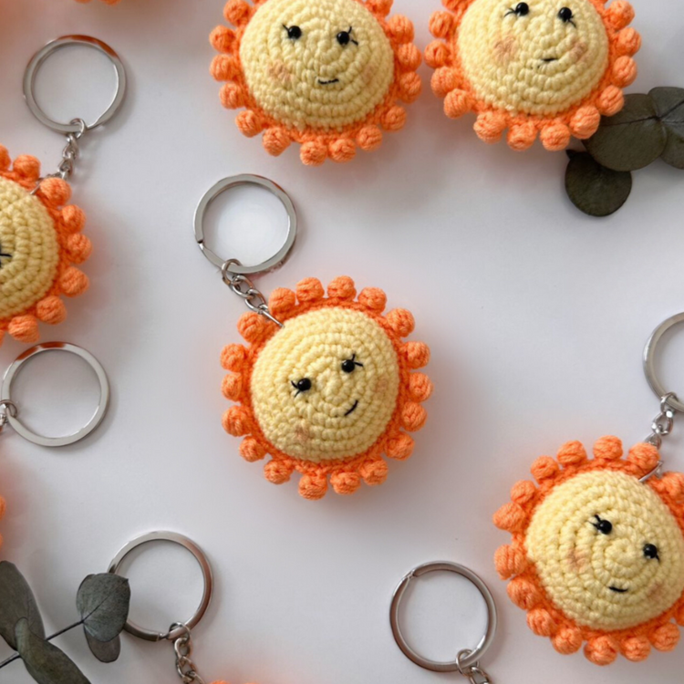 Sun Crochet Keychain