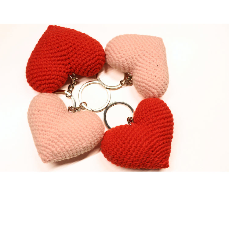 Crochet Heart Keychain